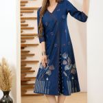 Gorgeous Denim Blue V Neck A Line Indo Western Dress