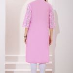 Pink Pure Cotton Chikankari Long Kurti for Women