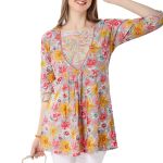 Light Brown Cotton Mix N Match Print Designer Short Tunic