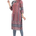 Cherished Coral Designer Digital Print Masleen Fabric Long Kurti Tunic