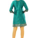 Golden Threads: Celebrating Festivities in Banarasi Jacquard Kurti Tunic Rama Color
