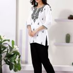Elegant White Rayon Short Kurti with Chikankari Workiful Chikankari Embroidery