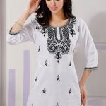 Elegant White Rayon Short Kurti with Chikankari Workiful Chikankari Embroidery