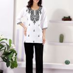 Elegant White Rayon Short Kurti with Chikankari Workiful Chikankari Embroidery