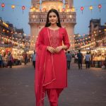 Red kurta set with dhoti pants and a dupatta