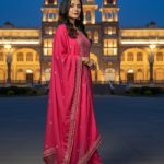 Pink Embroidered Straight Kurta Trousers With Dupatta se
