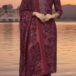 Maroon  Straight Kurta Set with Dupatta
