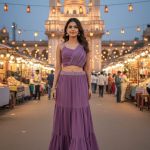 Women's Lavender Georgette Embellished Tiered Ready to Wear Lehenga Choli Set