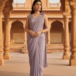 Lavender Shade Readymade Pre-Stitched Saree with Blouse, Ready to wear Saree, Indian Ethnic Sari