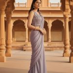 Lavender Shade Readymade Pre-Stitched Saree with Blouse, Ready to wear Saree, Indian Ethnic Sari